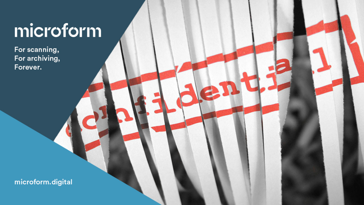 Microform Branding - Shredded document reading confidential.