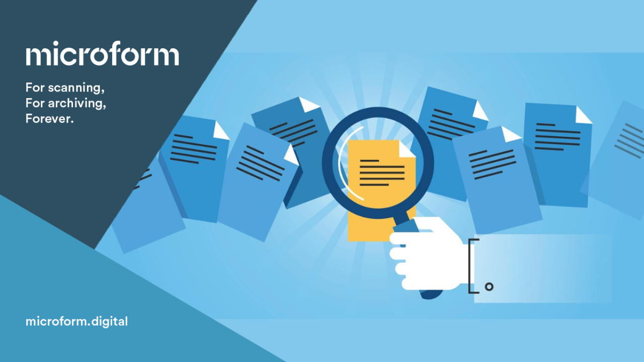 Microform Branding - Document search illustration.