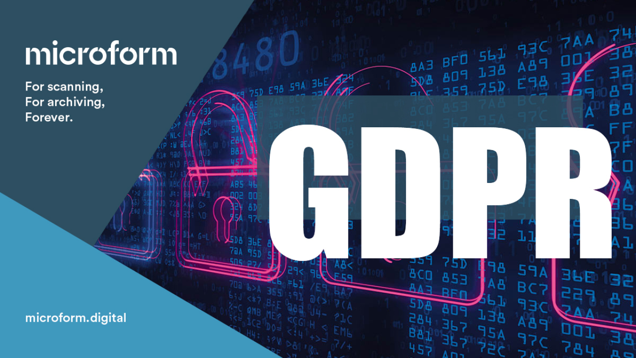Microform Branding - GDPR slogan over secure data.